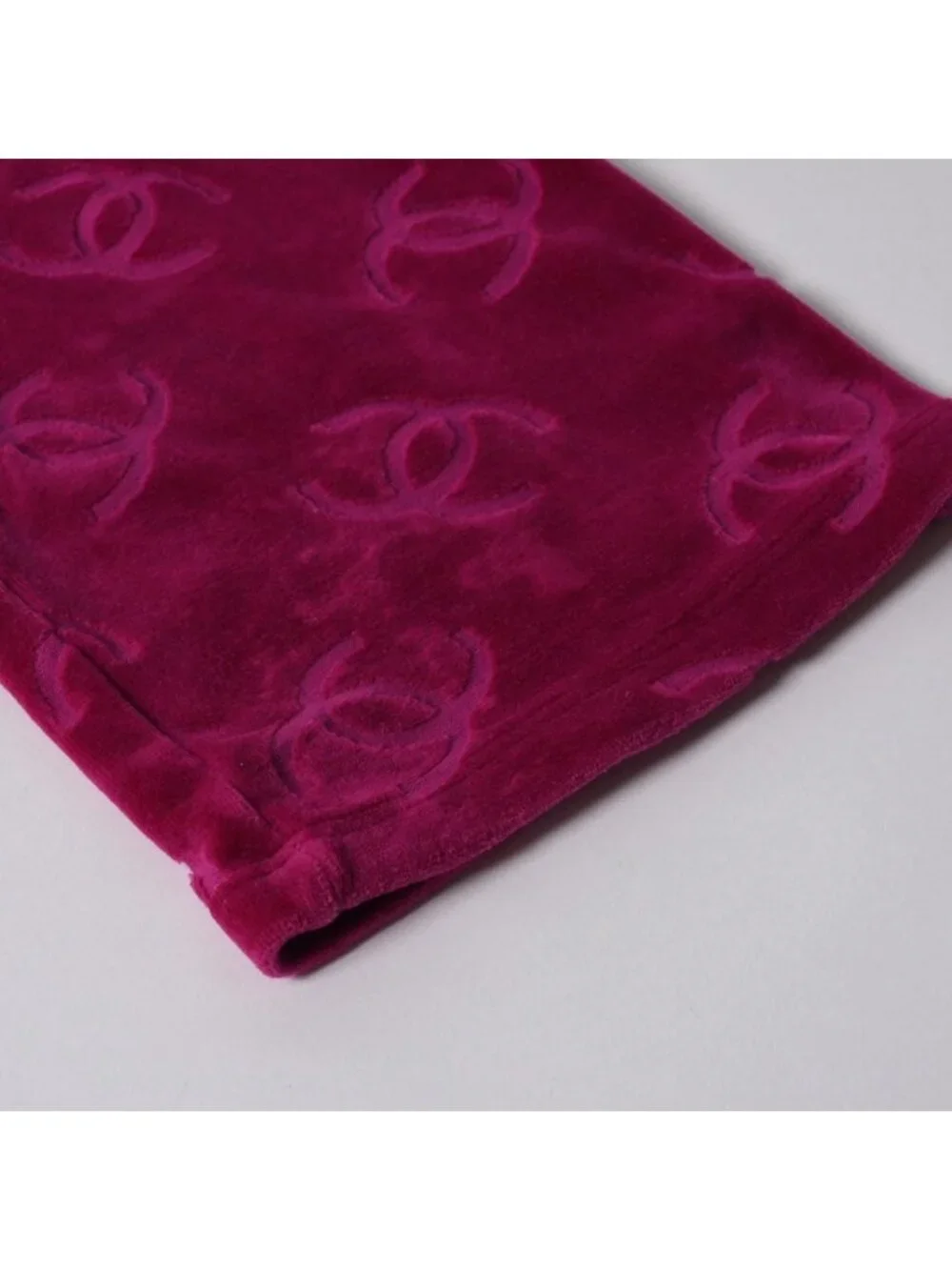 Chanel Vintage Velour Pants CC Logo Pink Archive Karl Lagerfeld